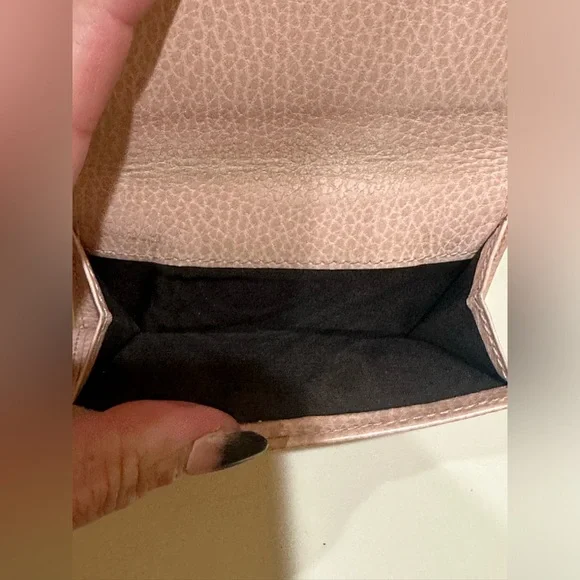 Gucci Marmont Calfskin Pebbled Leather Trifold Wallet